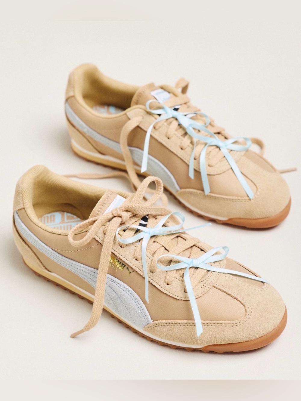 NEW PUMA Arizona Bow Sneaker  Sand Dune/ Fresh Water size 7.5 woman’s
